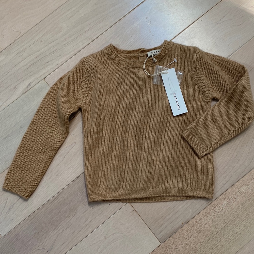 Caramel girls boys unisex Hollyhock camel cashmere jumper